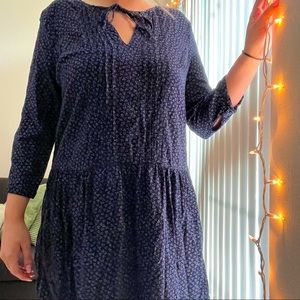 blue floral long sleeve dress